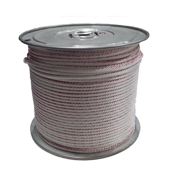 Beesley 3/16 inch HIGH TENACITY POLY NO FRAY CORD- RED TRACER