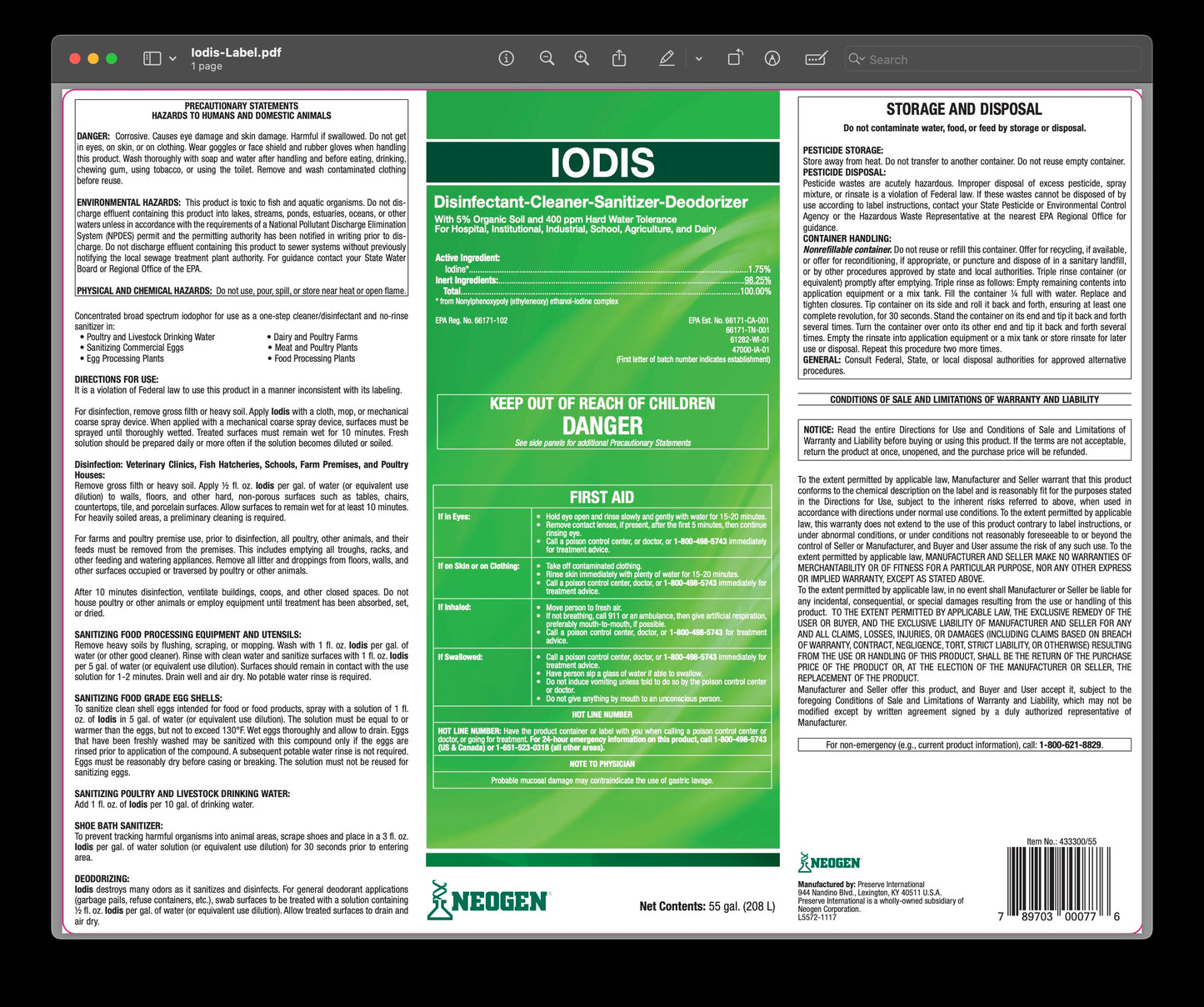 IODIS (1) GALLON
