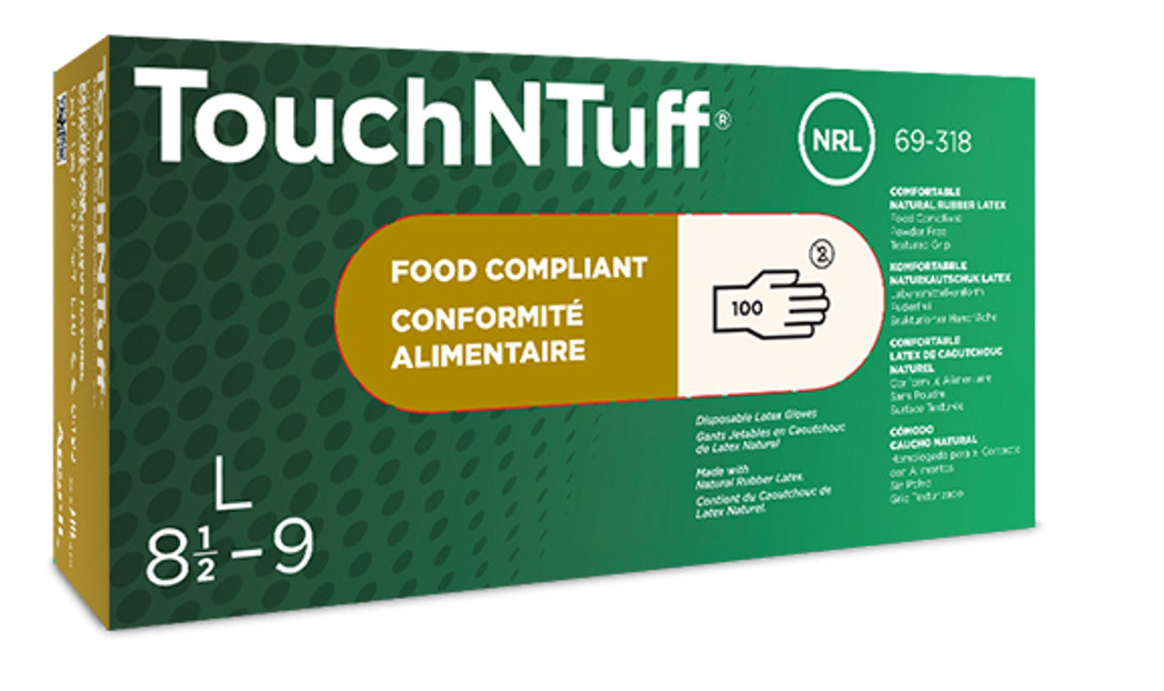 XLG Ansell® TouchNTuff® 69-318 Lightweight Latex Gloves Box of 100 (Copy)