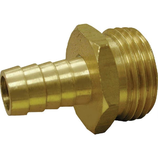 Brass Hose Barb Fitting, Connector, 5/8 Inch Barb X 3/4 Inch NPT Male End